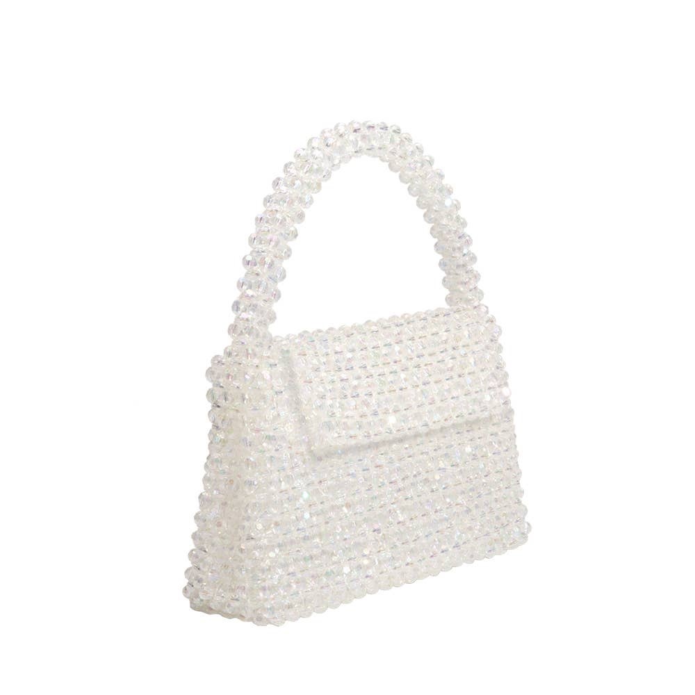 BNWT Melie Bianco Sherry Beaded Handbag White/Crystal
